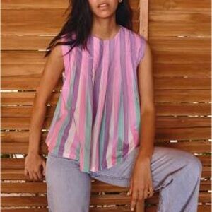 Striped Sleeveless Top in Pink and Green